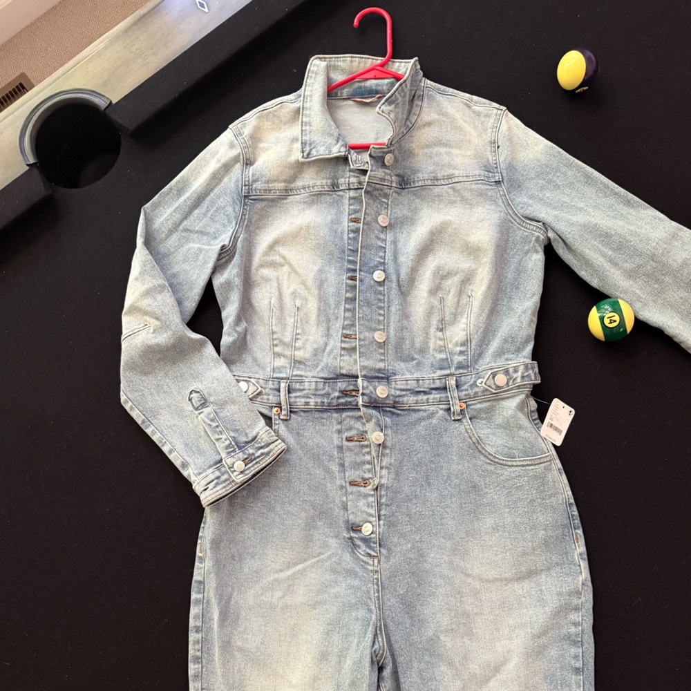 NWT Free People Light Blue Denim Overalls Size 16